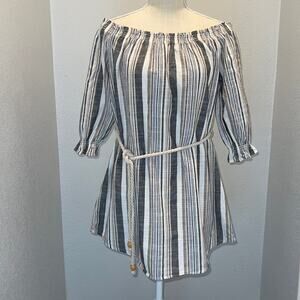 Sweet Wanderer Cotton Boho Rope Tie Off Shoulder Dress/Top - Size S